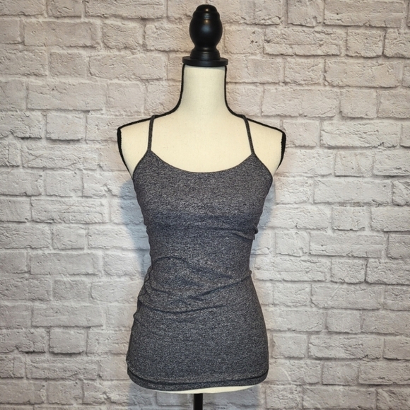 Lululemon Power Y tank Heathered Black gray racerback thin straps tank top sz 4 - Picture 2 of 11